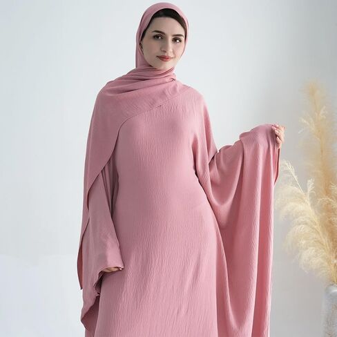 Women Muslim Abaya Dress 1Piece Bat Sleeve Islamic Maxi Robe Fashion Jilbab for Women Eid Kaftan Muslim Robe in Saudi Arabia