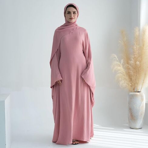 Women Muslim Abaya Dress 1Piece Bat Sleeve Islamic Maxi Robe Fashion Jilbab for Women Eid Kaftan Muslim Robe in Saudi Arabia