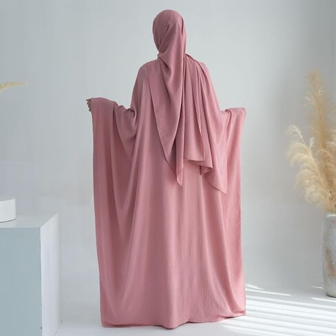 Women Muslim Abaya Dress 1Piece Bat Sleeve Islamic Maxi Robe Fashion Jilbab for Women Eid Kaftan Muslim Robe in Saudi Arabia
