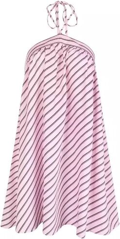 فستان نسائي قصير مخطط برسن للصيف مثير بدون أكمام فساتين لطيفة لقضاء عطلات الشاطئ in Kuwait