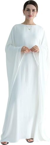 Women Muslim Abaya Dress 1Piece Bat Sleeve Islamic Maxi Robe Fashion Jilbab for Women Eid Kaftan Muslim Robe in Saudi Arabia