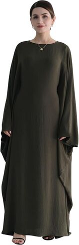 Women Muslim Abaya Dress 1Piece Bat Sleeve Islamic Maxi Robe Fashion Jilbab for Women Eid Kaftan Muslim Robe in Saudi Arabia
