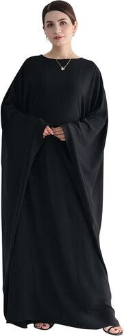 Women Muslim Abaya Dress 1Piece Bat Sleeve Islamic Maxi Robe Fashion Jilbab for Women Eid Kaftan Muslim Robe in Saudi Arabia
