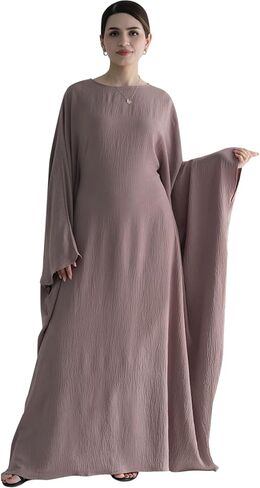Women Muslim Abaya Dress 1Piece Bat Sleeve Islamic Maxi Robe Fashion Jilbab for Women Eid Kaftan Muslim Robe in Saudi Arabia