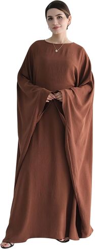 Women Muslim Abaya Dress 1Piece Bat Sleeve Islamic Maxi Robe Fashion Jilbab for Women Eid Kaftan Muslim Robe in Saudi Arabia