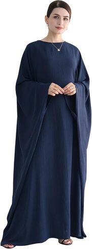 Women Muslim Abaya Dress 1Piece Bat Sleeve Islamic Maxi Robe Fashion Jilbab for Women Eid Kaftan Muslim Robe in Saudi Arabia