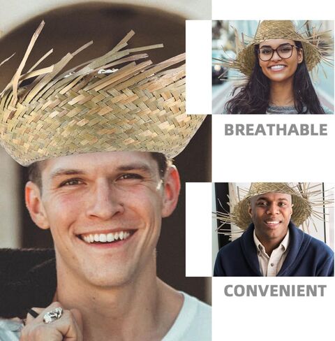 SUPVOX 2pcs Mexican Style Woven Straw Hat Beach Sun Visor Hat for Women Wide Brim Light Green in Saudi Arabia