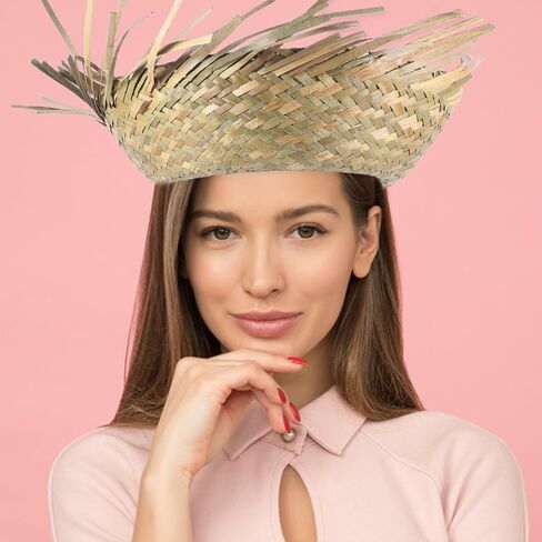 SUPVOX 2pcs Mexican Style Woven Straw Hat Beach Sun Visor Hat for Women Wide Brim Light Green in Saudi Arabia