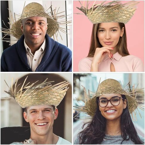SUPVOX 2pcs Mexican Style Woven Straw Hat Beach Sun Visor Hat for Women Wide Brim Light Green in Saudi Arabia