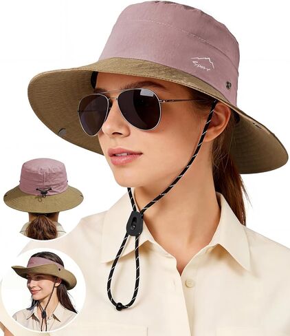 Century Star 2-in-1 Sun Hat for Women, UPF 50+ Wide Brim Bucket Hat, Adjustable & Foldable for Outdoor, Beach, Fishing in Saudi Arabia