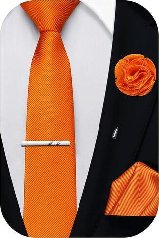 2.4" Solid Satin Skinny Ties for Men Slim Necktie and Pocket Square Tie Clip Lapel Pin Set Wedding Casual 6cm in Saudi Arabia