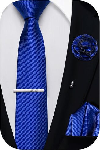 2.4" Solid Satin Skinny Ties for Men Slim Necktie and Pocket Square Tie Clip Lapel Pin Set Wedding Casual 6cm in Saudi Arabia