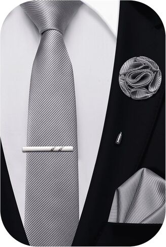 2.4" Solid Satin Skinny Ties for Men Slim Necktie and Pocket Square Tie Clip Lapel Pin Set Wedding Casual 6cm in Saudi Arabia