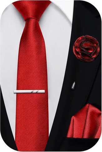 2.4" Solid Satin Skinny Ties for Men Slim Necktie and Pocket Square Tie Clip Lapel Pin Set Wedding Casual 6cm in Saudi Arabia