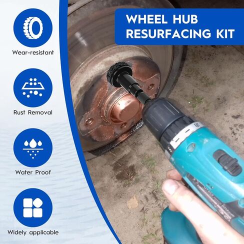 Wheel Hub Resurfacing and Rust Removal Kit, Professional Cleaner for Lug Studs and Brake Rotors, Fits 1/2" Wrench or Electric Drill, Automotive Maintenance Tool in Saudi Arabia