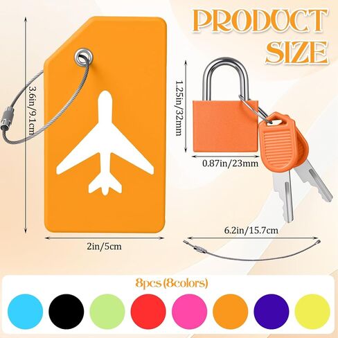 Sadnyy 8 Set Silicone Luggage Tags and Suitcase Locks with Keys Set Multicolor Small Luggage Padlock and Name ID Card Tags for Suitcase, Backpack, Laptop Bag, Locker, Travel Bag, Boxes, Drawer in Saudi Arabia