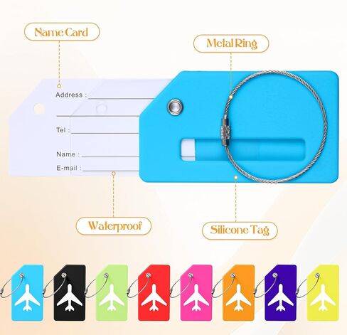 Sadnyy 8 Set Silicone Luggage Tags and Suitcase Locks with Keys Set Multicolor Small Luggage Padlock and Name ID Card Tags for Suitcase, Backpack, Laptop Bag, Locker, Travel Bag, Boxes, Drawer in Saudi Arabia