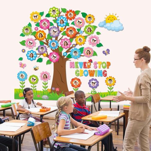 مجموعة لوحة نشرة شجرة الربيع، زهور ملونة، فراشة، لوحة نشرة للفصول الدراسية، لا تتوقف أبدًا عن النمو، نشر الصور، قطع حرفية لمكاتب المدرسة المنزلية، لوازم ديكور الحائط للعودة إلى المدرسة in Saudi Arabia