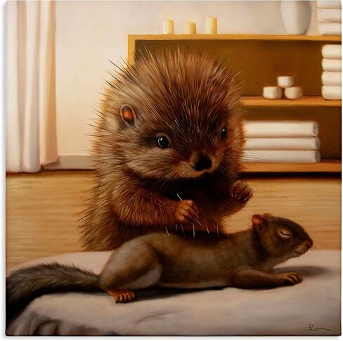 Stupell Industries Acupuncture Spa Animals Canvas Wall Art, design by Lucia Heffernan, 30 x 30 in Kuwait