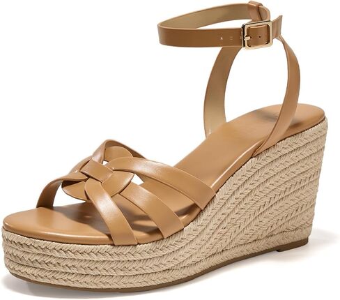 Women's Open Toe Strappy Wedge Espadrilles Sandals Platform Heeled Sandal Summer Slide Shoes in Kuwait