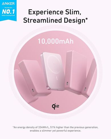 Anker MagGo Power Bank, 10,000mAh Qi2-Certified 15W Portable Charger | Slim and Fast MagSafe-Compatible Battery Pack, Ergonomic Design, for iPhone 16 / 15 / 14 / 13 Series and More in Saudi Arabia