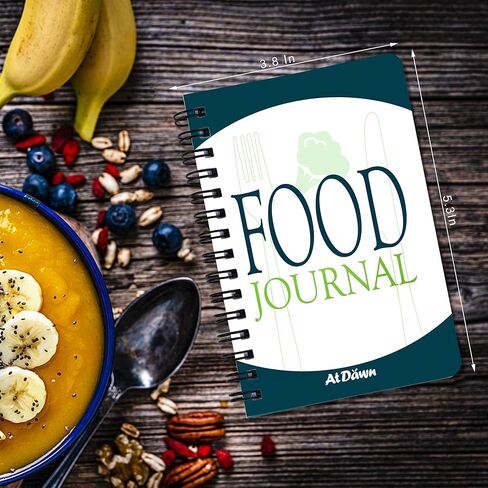 ATDAWN Food Journal/Food Diary/Diet Journal Notebook, 120 pages - 3 1/2" x 5 1/4" Durable Thick Translucent Cover, Wire-O Binding in Saudi Arabia