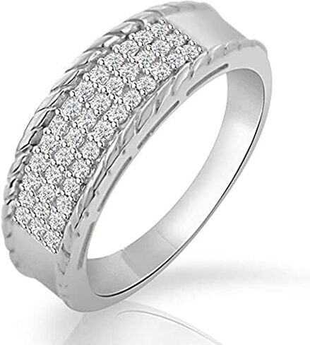Purple Star 10k White Gold Plated Trio His & Hers Round Diamond Heart Cluster Matching Bridal Wedding Ring Band Set (1/2 Cttw) in Saudi Arabia