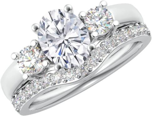 مجموعة هيوستن دايموند ديستريكت من 1 إلى 6 قيراط بيضاوية من الذهب الأبيض عيار 14 قيراط والأحجار الكريمة المزروعة في المختبر ومجموعة الزفاف الماسية المزروعة في المختبر (جودة الإرث AAAA) in Kuwait