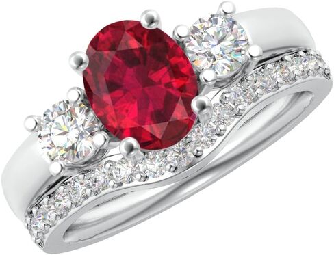 مجموعة هيوستن دايموند ديستريكت من 1 إلى 6 قيراط بيضاوية من الذهب الأبيض عيار 14 قيراط والأحجار الكريمة المزروعة في المختبر ومجموعة الزفاف الماسية المزروعة في المختبر (جودة الإرث AAAA) in Kuwait