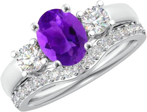 مجموعة هيوستن دايموند ديستريكت من 1 إلى 6 قيراط بيضاوية من الذهب الأبيض عيار 14 قيراط والأحجار الكريمة المزروعة في المختبر ومجموعة الزفاف الماسية المزروعة في المختبر (جودة الإرث AAAA) in Kuwait