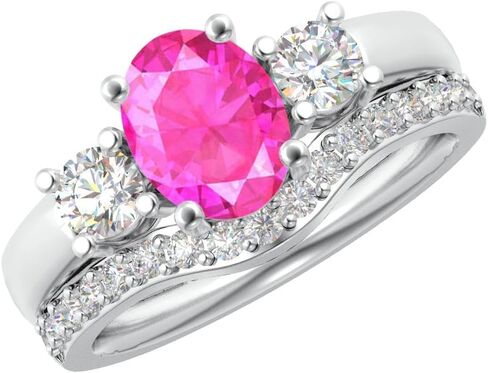 مجموعة هيوستن دايموند ديستريكت من 1 إلى 6 قيراط بيضاوية من الذهب الأبيض عيار 14 قيراط والأحجار الكريمة المزروعة في المختبر ومجموعة الزفاف الماسية المزروعة في المختبر (جودة الإرث AAAA) in Kuwait