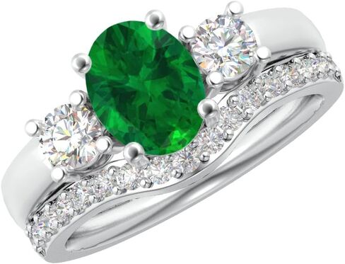 مجموعة هيوستن دايموند ديستريكت من 1 إلى 6 قيراط بيضاوية من الذهب الأبيض عيار 14 قيراط والأحجار الكريمة المزروعة في المختبر ومجموعة الزفاف الماسية المزروعة في المختبر (جودة الإرث AAAA) in Kuwait