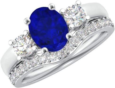 مجموعة هيوستن دايموند ديستريكت من 1 إلى 6 قيراط بيضاوية من الذهب الأبيض عيار 14 قيراط والأحجار الكريمة المزروعة في المختبر ومجموعة الزفاف الماسية المزروعة في المختبر (جودة الإرث AAAA) in Kuwait