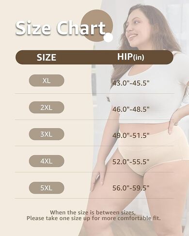 POPKOK Womens Cotton Underwear High Waisted Briefs Comfort Stretch Panties Plus Size Full Coverage 4-Pack in Kuwait