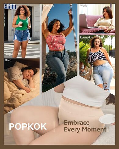 POPKOK Womens Cotton Underwear High Waisted Briefs Comfort Stretch Panties Plus Size Full Coverage 4-Pack in Kuwait