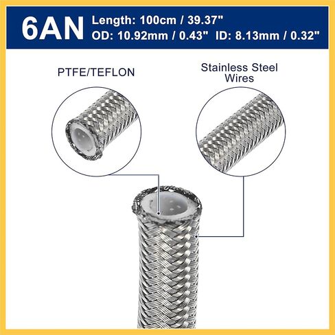 AN6 3/8 "1 متر العالمي مضفر PTFE الفولاذ المقاوم للصدأ ل E85 سيارة زيت الوقود الغاز خط خرطوم قطع غيار السيارات in Saudi Arabia
