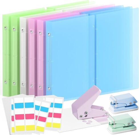 مجلدات FITHOME مقاس 1 بوصة مكونة من 3 حلقات - 8 عبوات، مع عبوتين بفتحة واحدة و120 قطعة من علامات التبويب الفهرسية اللاصقة، وردي وأبيض وأخضر وأزرق بوصة واحدة وثلاث حلقات مقاس 8.5 بوصة × 11 بوصة، واللوازم المدرسية لمدرسي المكتب in Kuwait