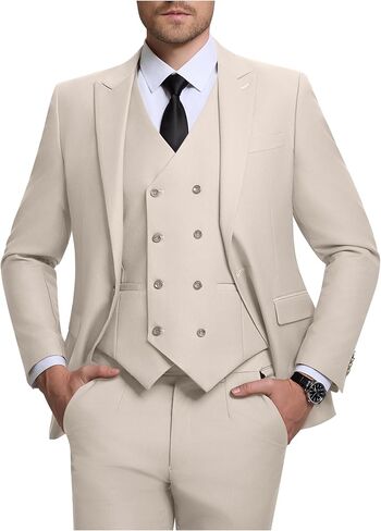 بدل رجالي بقصة ضيقة بزات رسمية بدلة مزدوجة الصدر للرجال 3 قطع بدلة رفقاء للحفلات الراقصة بدلة سهرة لحفلات الزفاف in Kuwait