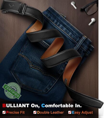 BULLIANT Men Belt,Ratchet Leather Belt Click Adjustable for Men Jeans Dress Casual 1 3/8-Cut to Fit in Saudi Arabia