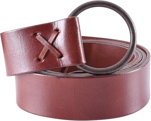 Battle-Merchant Medieval Leather Ring Belt Cross-Lacing 75" Long Viking Renaissance Belt Brown or Black in Saudi Arabia