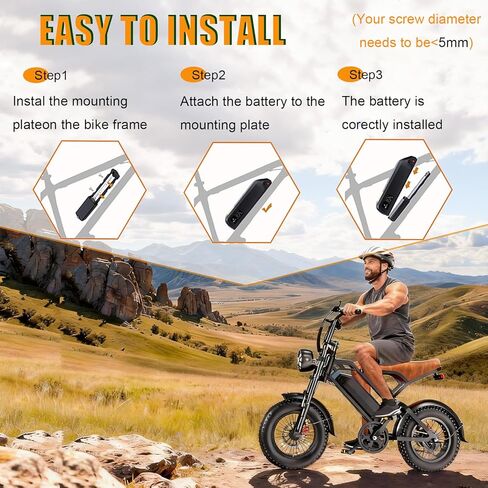 بطارية الدراجة الإلكترونية 48 فولت 15.6 أمبير في الساعة، استبدال ليثيوم أيون مع حماية BMS، منفذ USB وقفل المفتاح، حامل عالمي للدراجات الكهربائية، الدراجة الجبلية in Kuwait