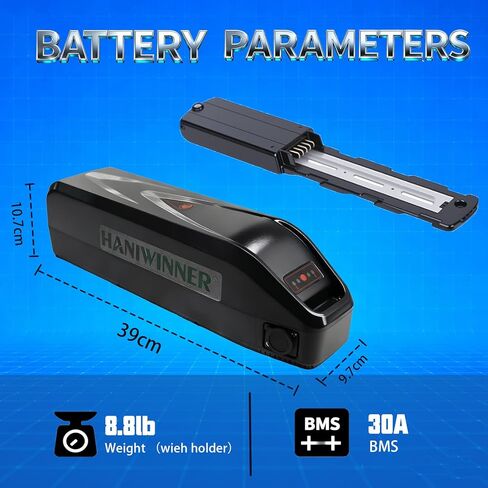بطارية الدراجة الإلكترونية 48 فولت 15.6 أمبير في الساعة، استبدال ليثيوم أيون مع حماية BMS، منفذ USB وقفل المفتاح، حامل عالمي للدراجات الكهربائية، الدراجة الجبلية in Kuwait
