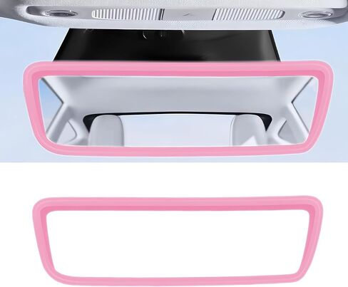 Rear View Mirror Protector Frame for Model 3/Y, Silicone Rearview Cover Edge Protection, Auto Interior Decoration Accessories, Easy Install Car Mirror Trim (Pink) in Saudi Arabia