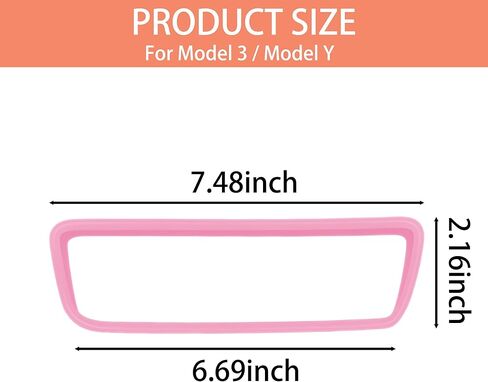 Rear View Mirror Protector Frame for Model 3/Y, Silicone Rearview Cover Edge Protection, Auto Interior Decoration Accessories, Easy Install Car Mirror Trim (Pink) in Saudi Arabia