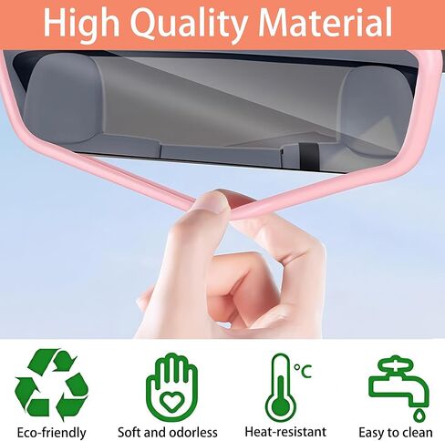 Rear View Mirror Protector Frame for Model 3/Y, Silicone Rearview Cover Edge Protection, Auto Interior Decoration Accessories, Easy Install Car Mirror Trim (Pink) in Saudi Arabia