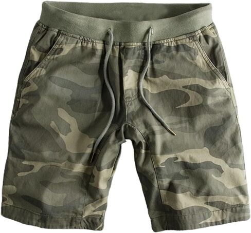 Mens Camo Sweat Shorts Drawstring Waist Camouflage Workout Gym Sports Training Cotton Running Shorts with Pocket in Saudi Arabia