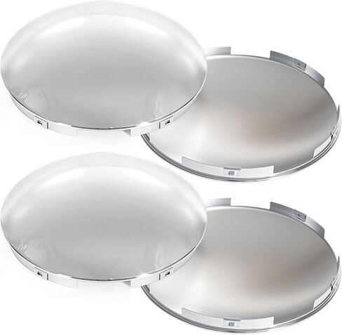 أغطية محور شاحنة كروم مقاس 8 بوصات، أغطية عجلات معدنية على شكل قبة، مجموعة من 4 أغطية متوافقة مع Peterbilt Freightliner Baby Moon Hubcaps، لمسة نهائية ناعمة فقط للعجلة الأمامية (قطعتان) in Kuwait