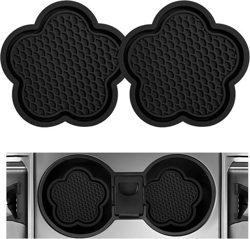 4 PCS Car Cup Coasters, Cute Flower Shaped Car Cup Holder Mat, PVC Waterproof Anti Slip Vehicle Cup Holder Insert Coaster, Universal Car Interior Decor Accessories (Purple) in Saudi Arabia