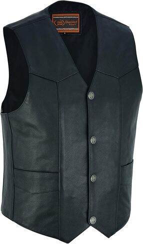 Daniel Smart Leather Motorcycle Vest Premium Biker Vest for Men with Unique V Shaped Neck Design & pockets in Saudi Arabia