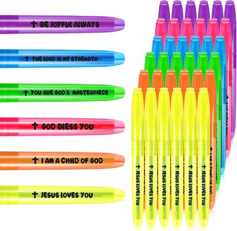 36 Pcs Christian Highlighter Bulk, Bible Highlighter Back to School Students Gift Motivational Fluorescent Sunday School Pens with 6 Colors, Christian Gift for Church Classroom (Macaron Color) in Saudi Arabia